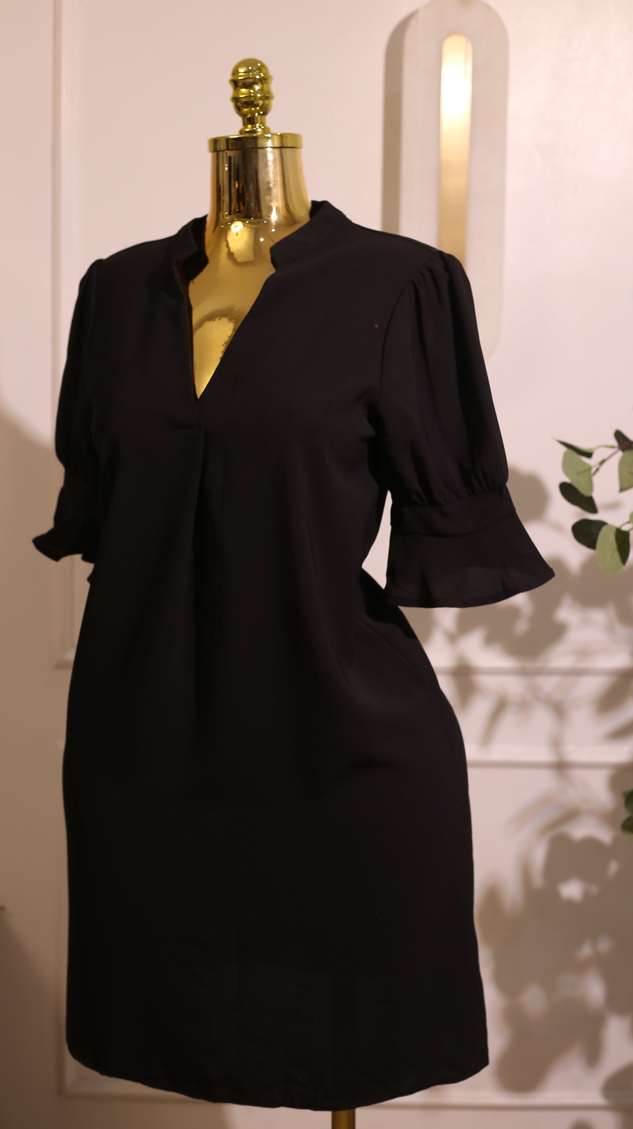 Black Loose-Fit Midi Dress