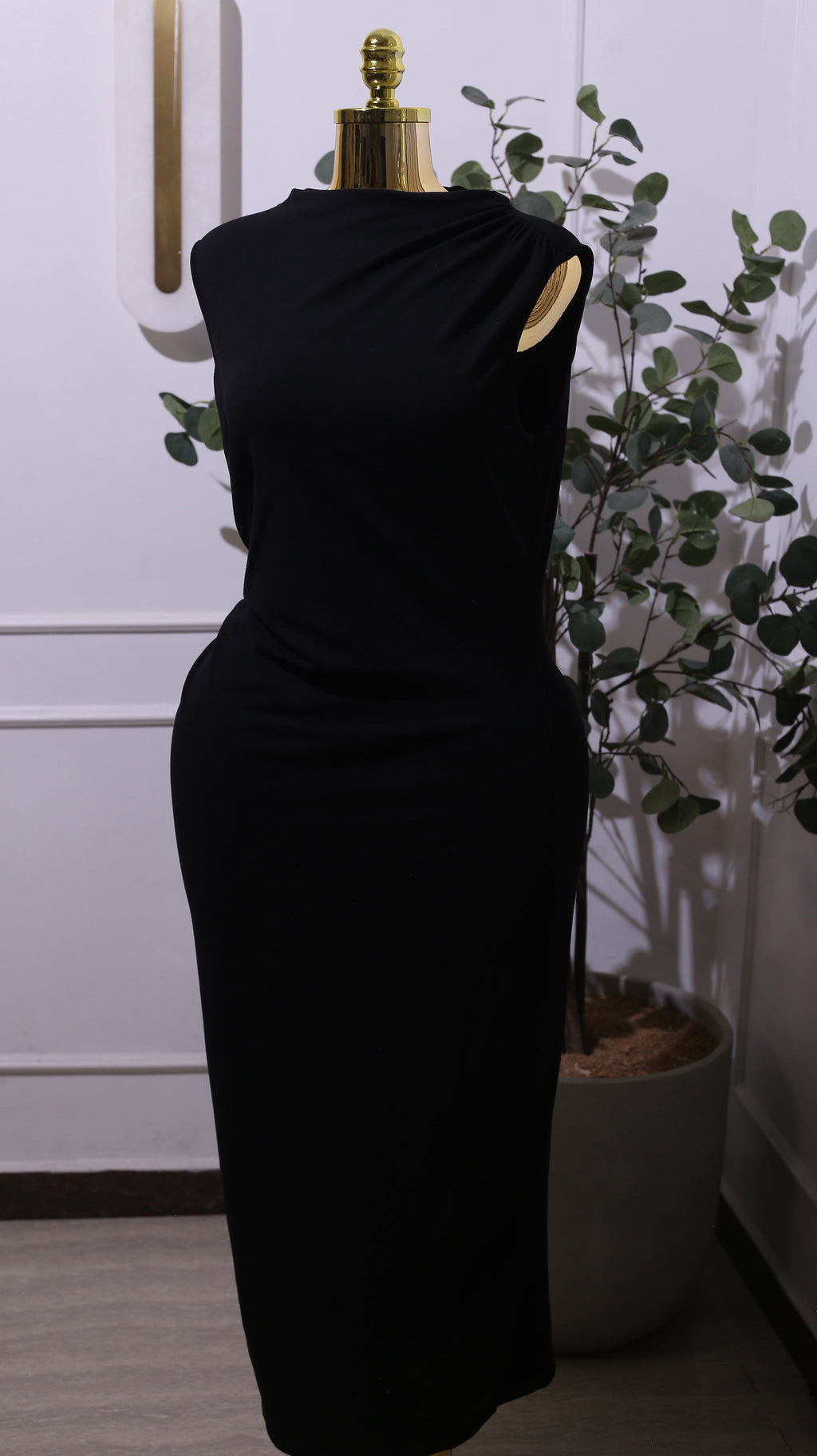 Black Maxi Dress With Side Ruching