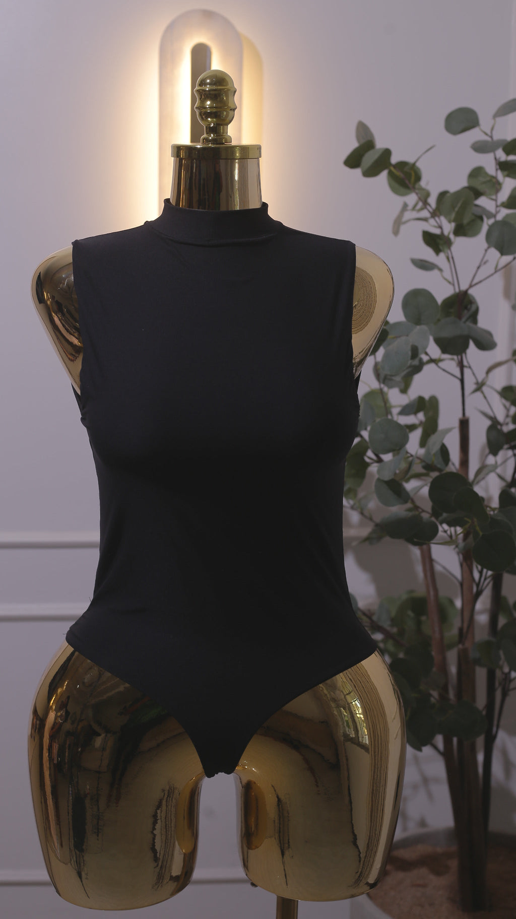 Black Mock Neck Tank Bodysuit