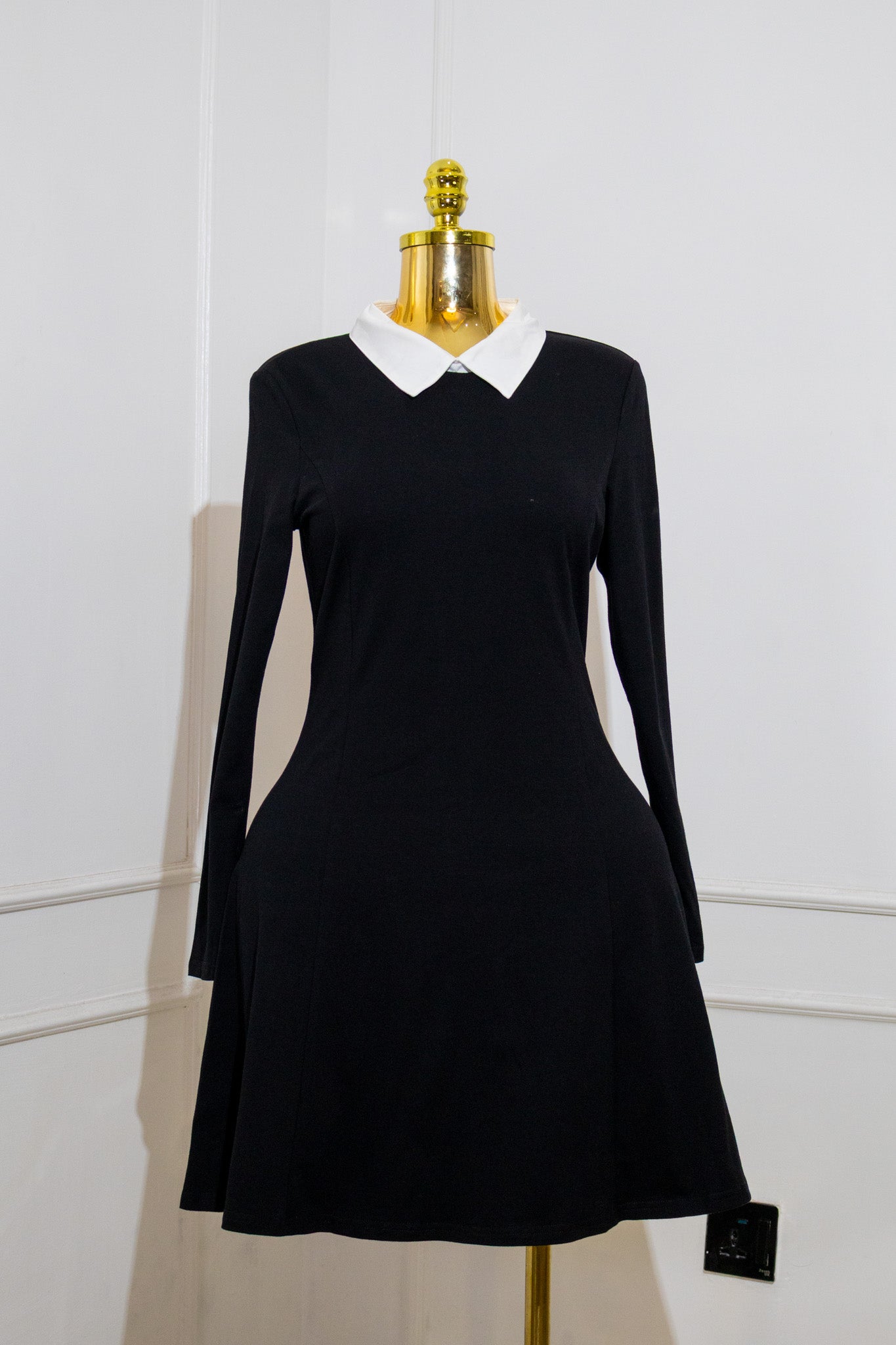Black Peter Pan Collar Skater Dress