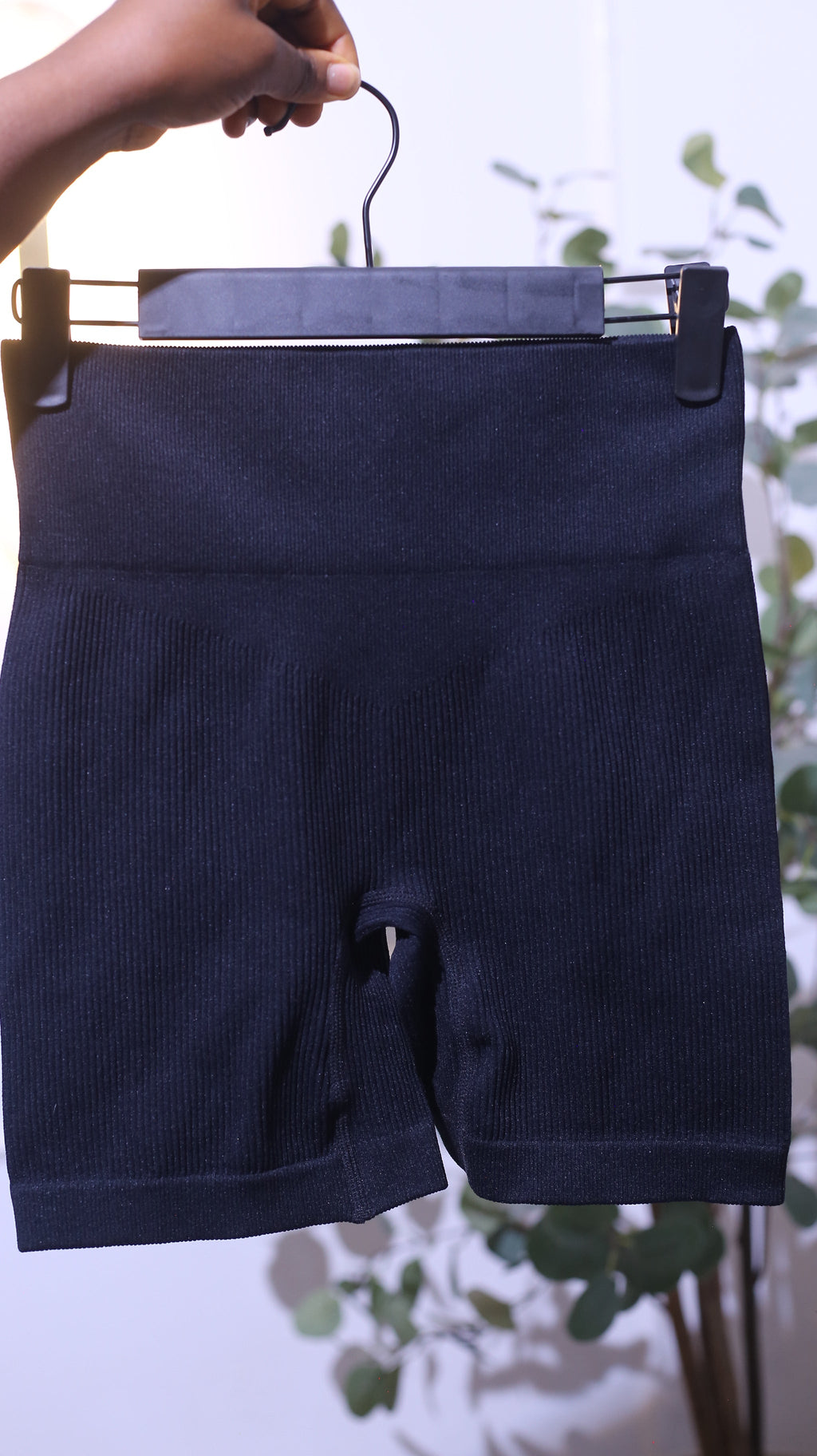 Black ribbed Biker Shorts