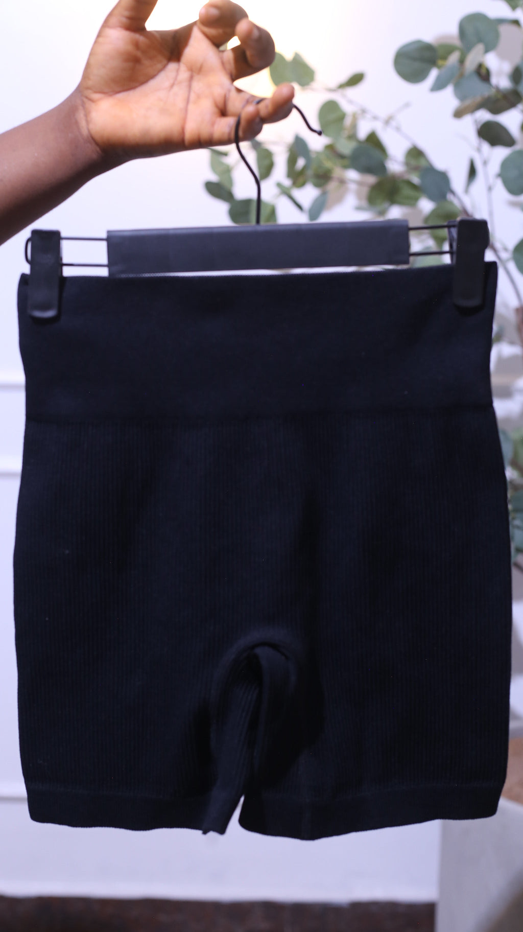 Black ribbed Biker Shorts