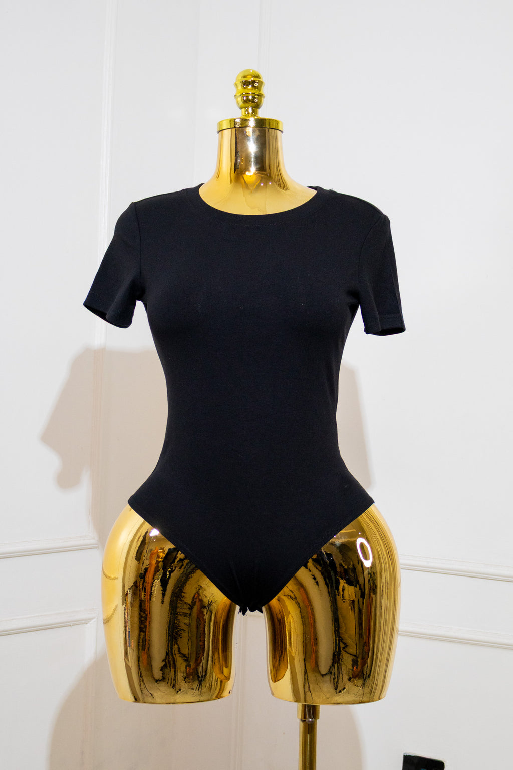 Black Round-Neck Bodysuit