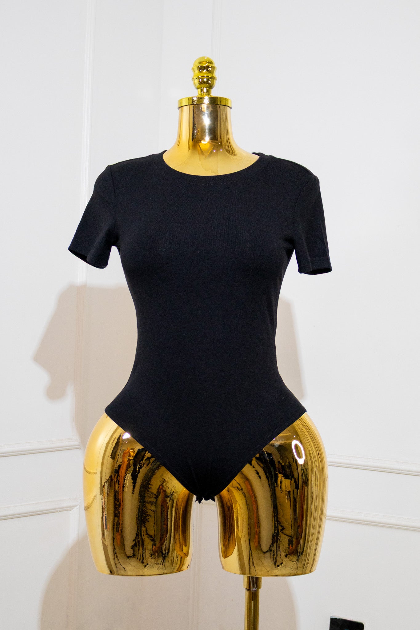 Black Round-Neck Bodysuit