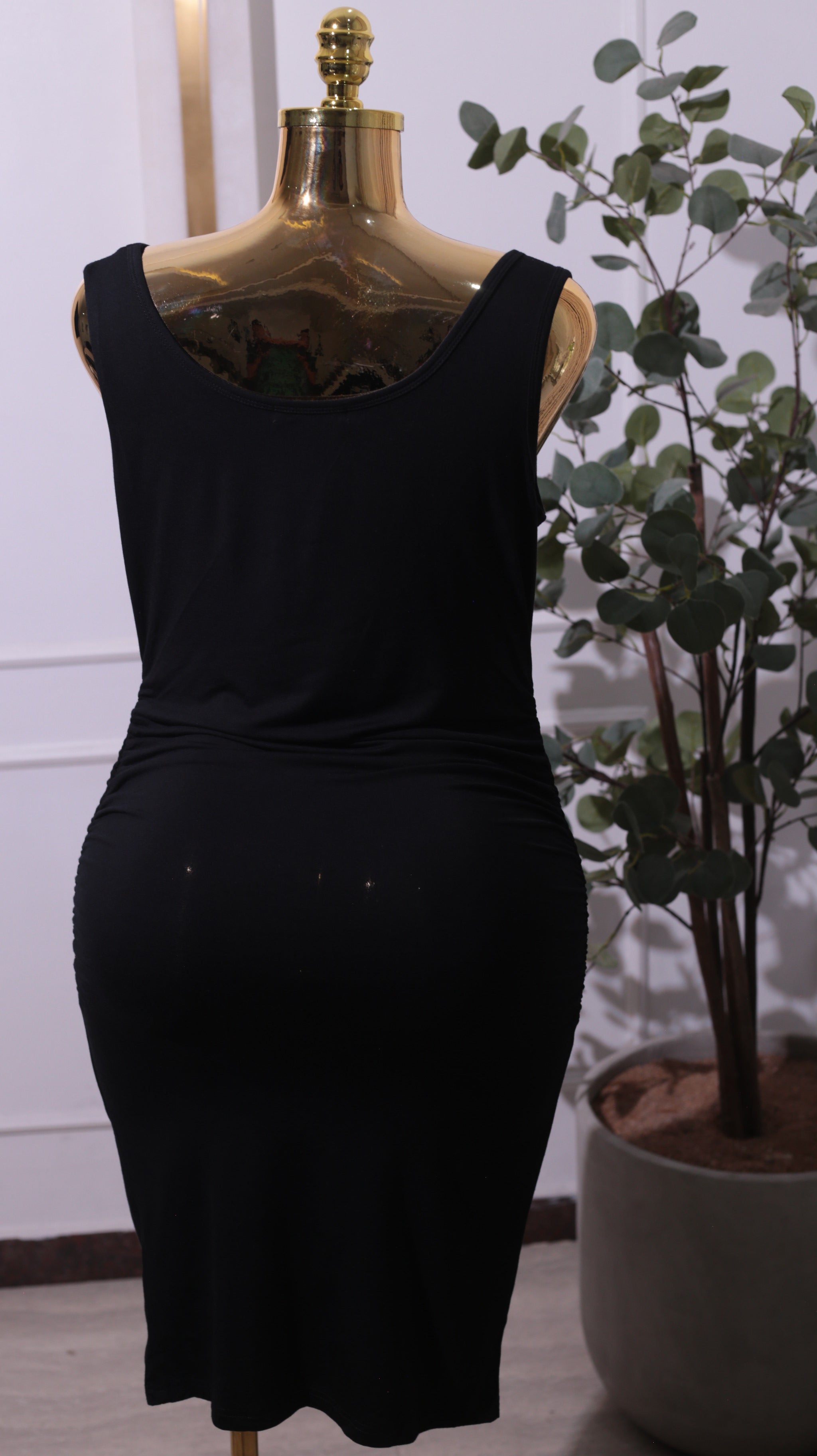 Black Ruched Bodycon Dress