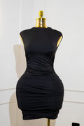 Black Ruched Bodycon Party Dress