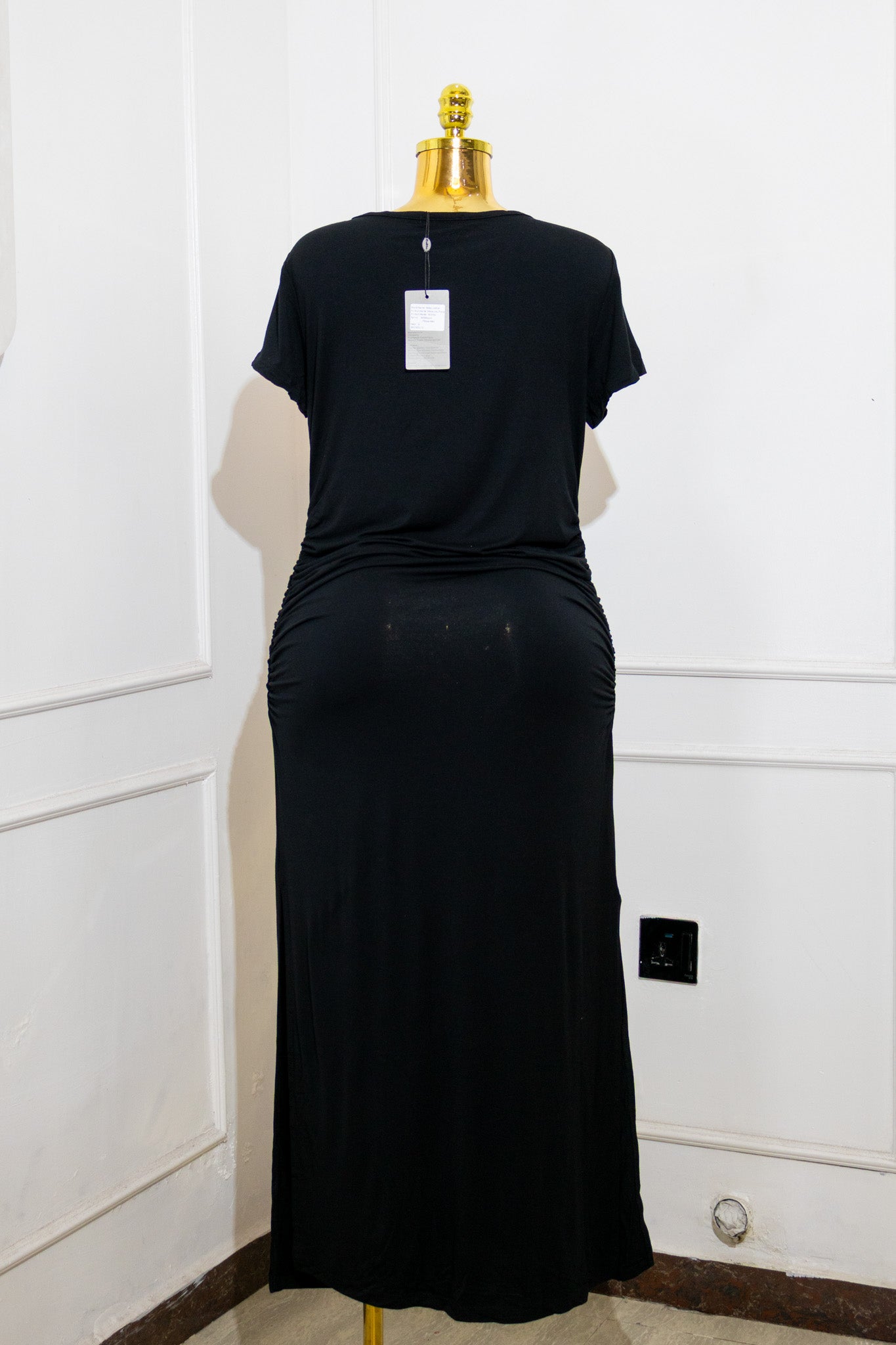 Black Ruched Maternity Dress