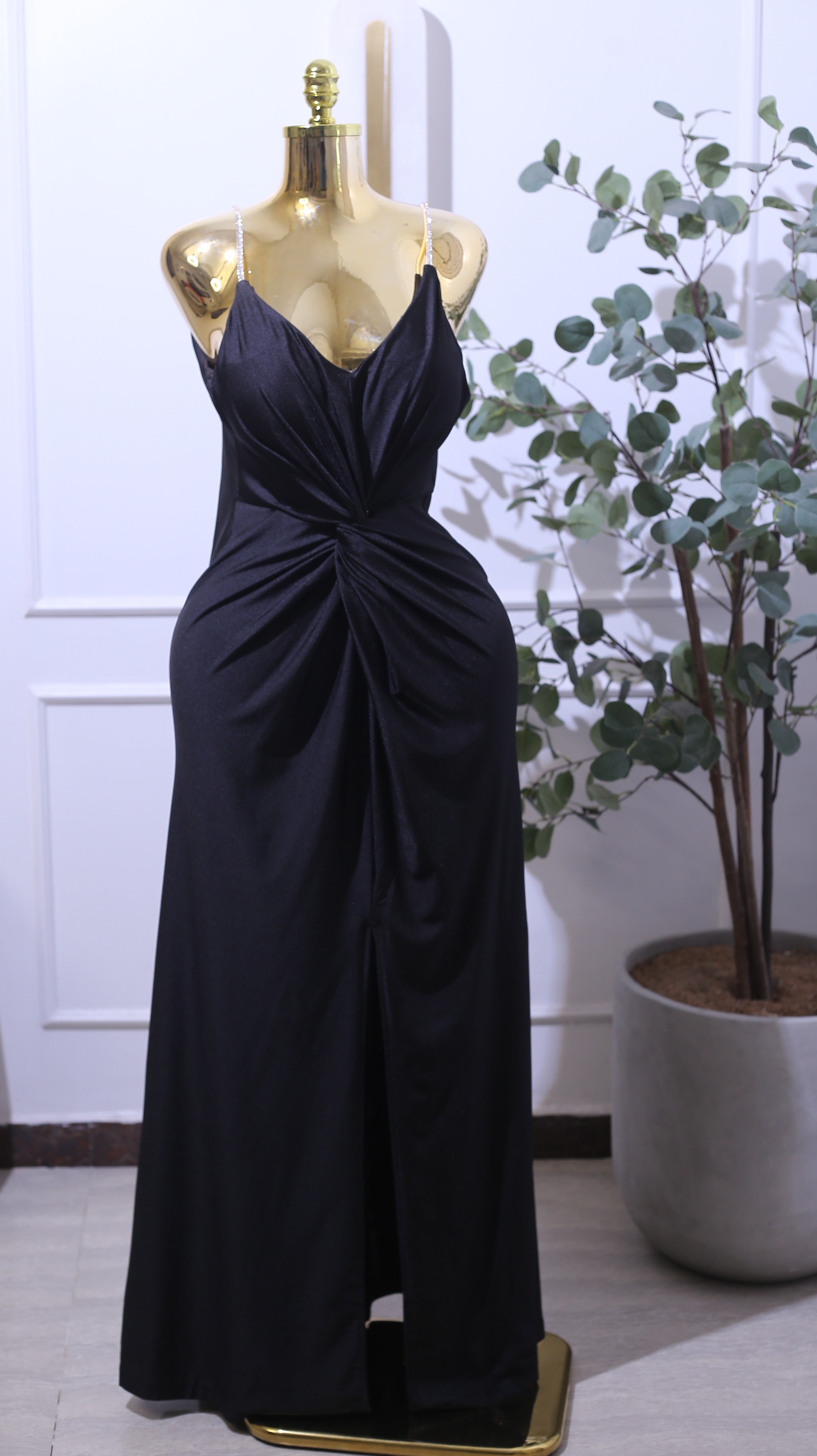 Black Ruched Maxi Dress