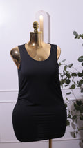 Black Ruched Sleeveless Mini Dress