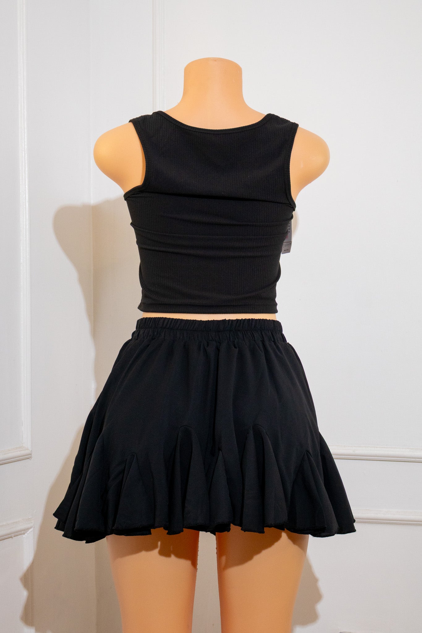 Black Ruffled Mini Skirt