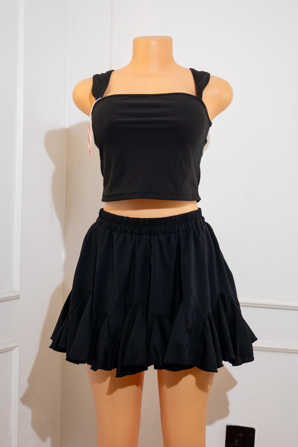 Black Ruffled Mini Skirt
