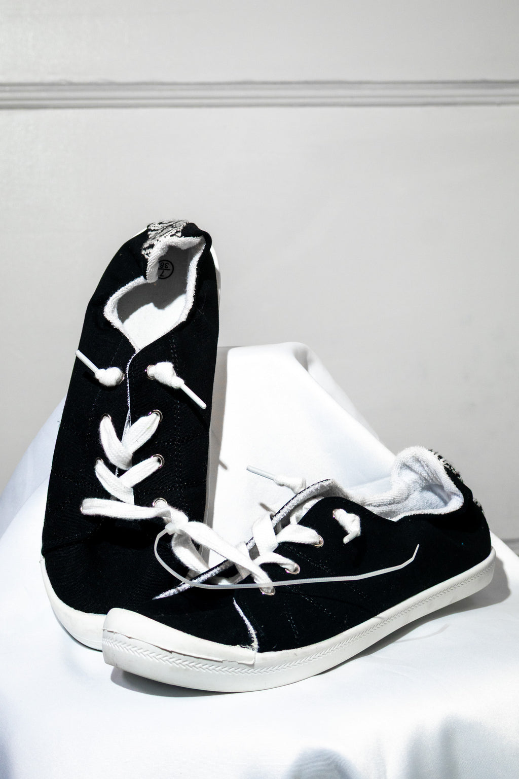 Black Scrunch-Back Slip-On Sneakers