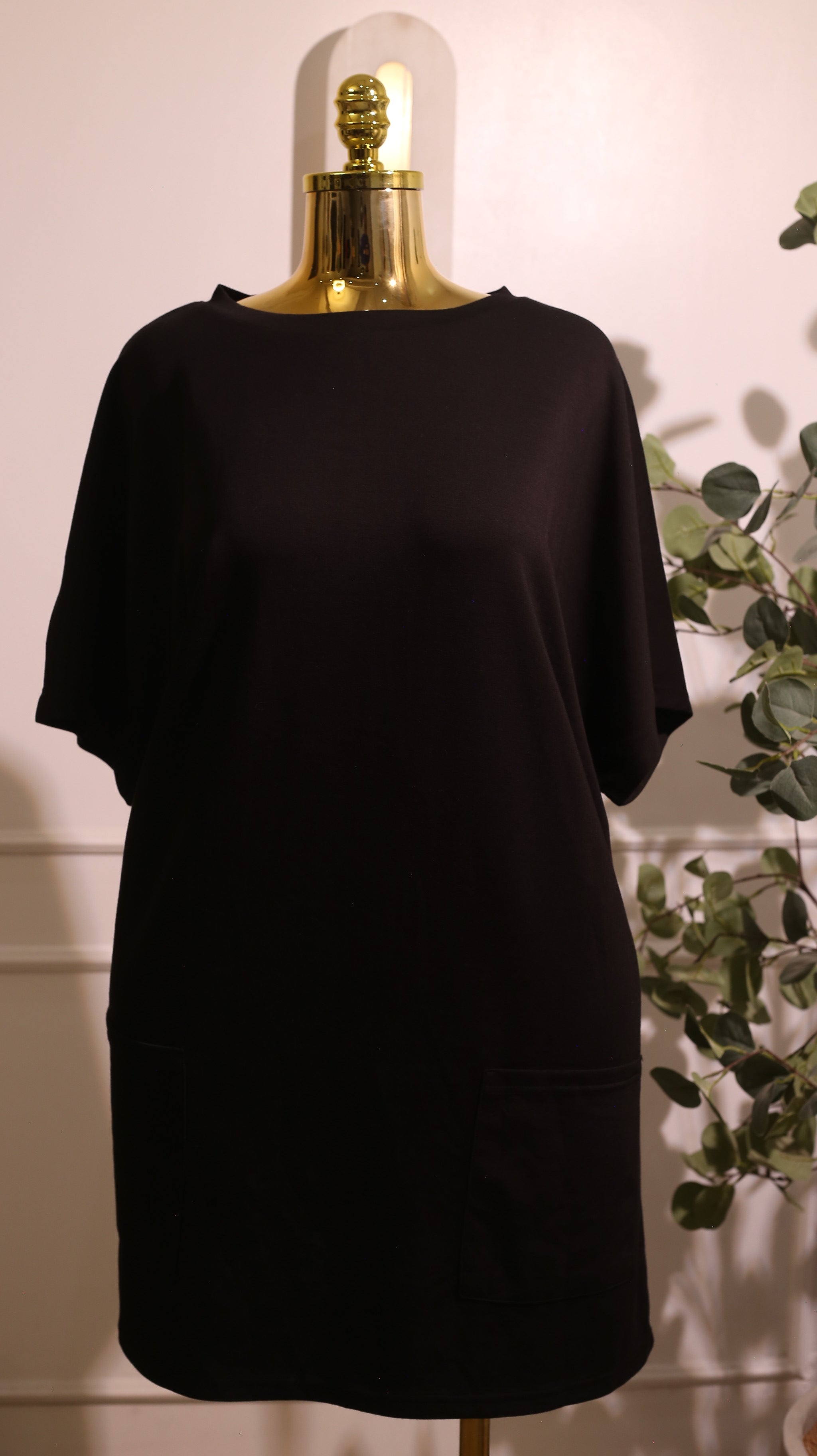 Black Shift Dress with Pockets