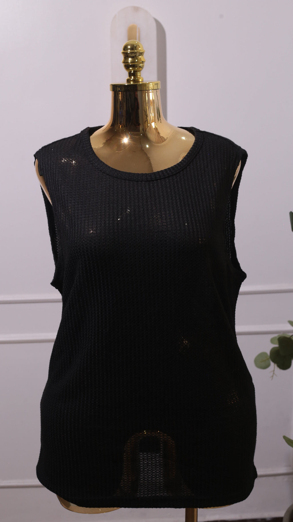 Black Sleeveless Knit Top