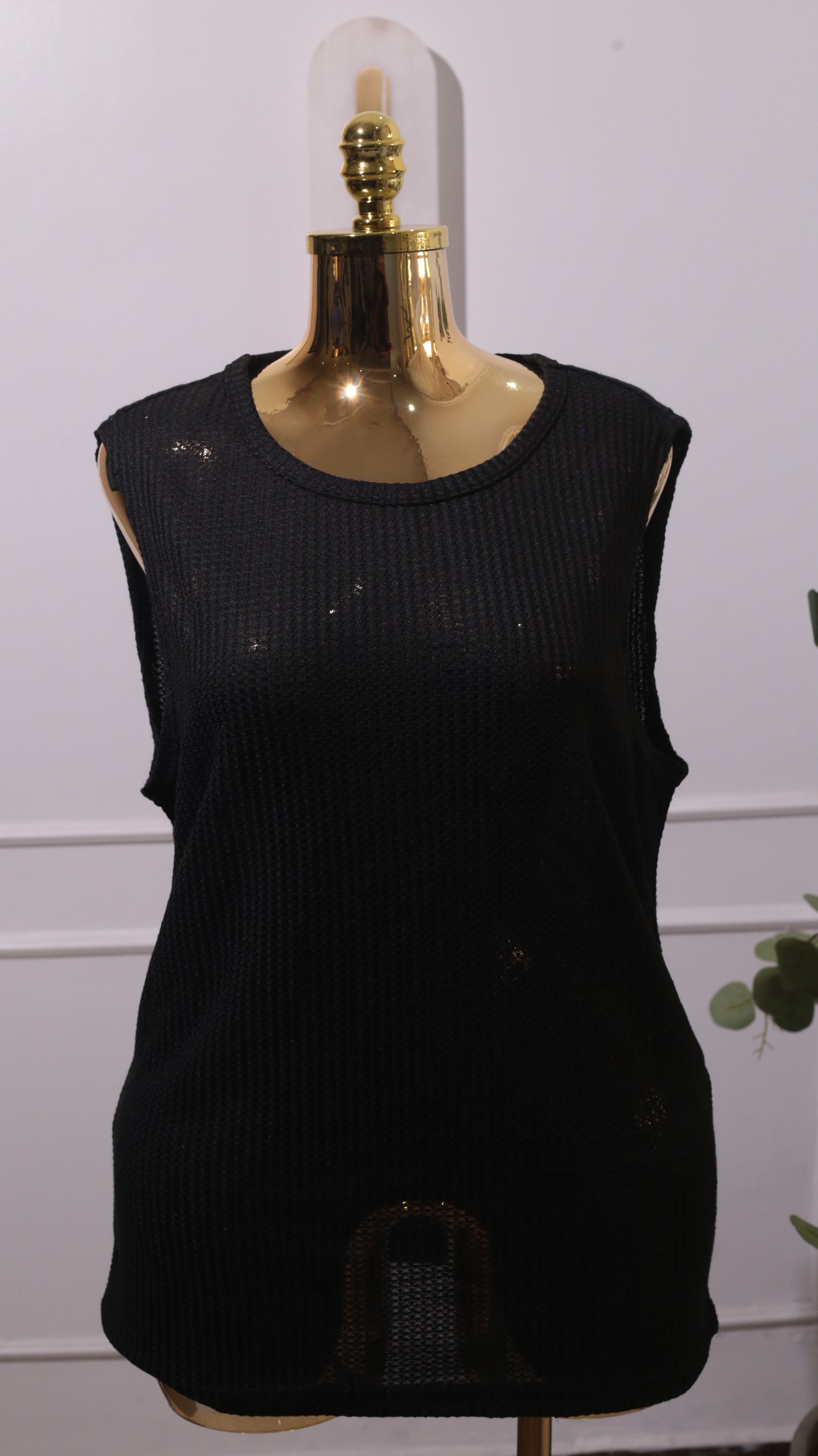 Black Sleeveless Knit Top