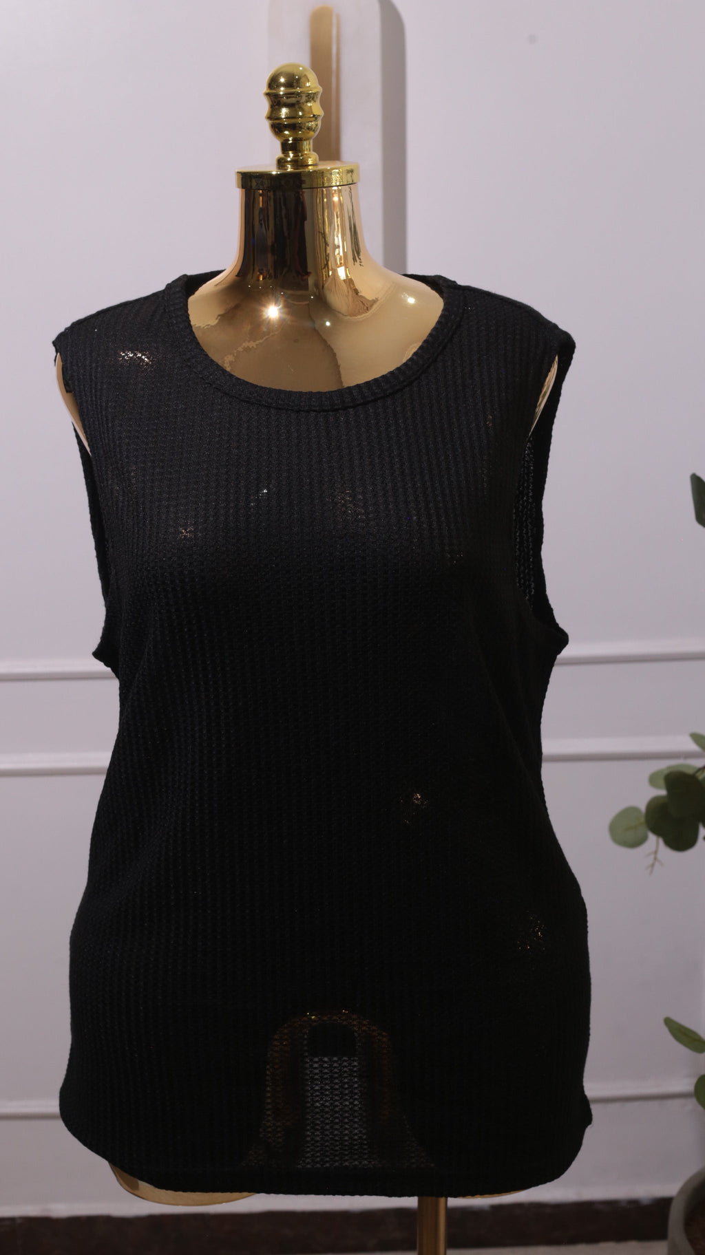 Black Sleeveless Knit Top