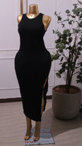 Black Sleeveless Maxi Dress With A Side Slit