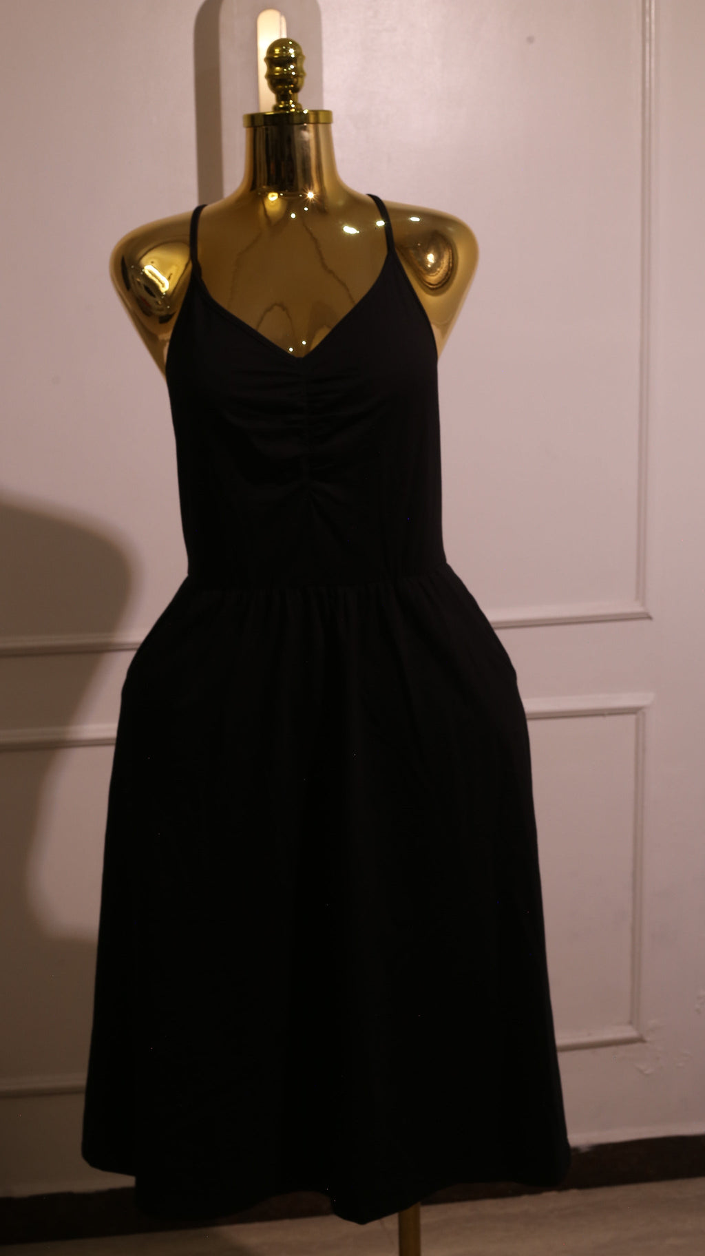 Black Spaghetti Strap Sundress with Pockets