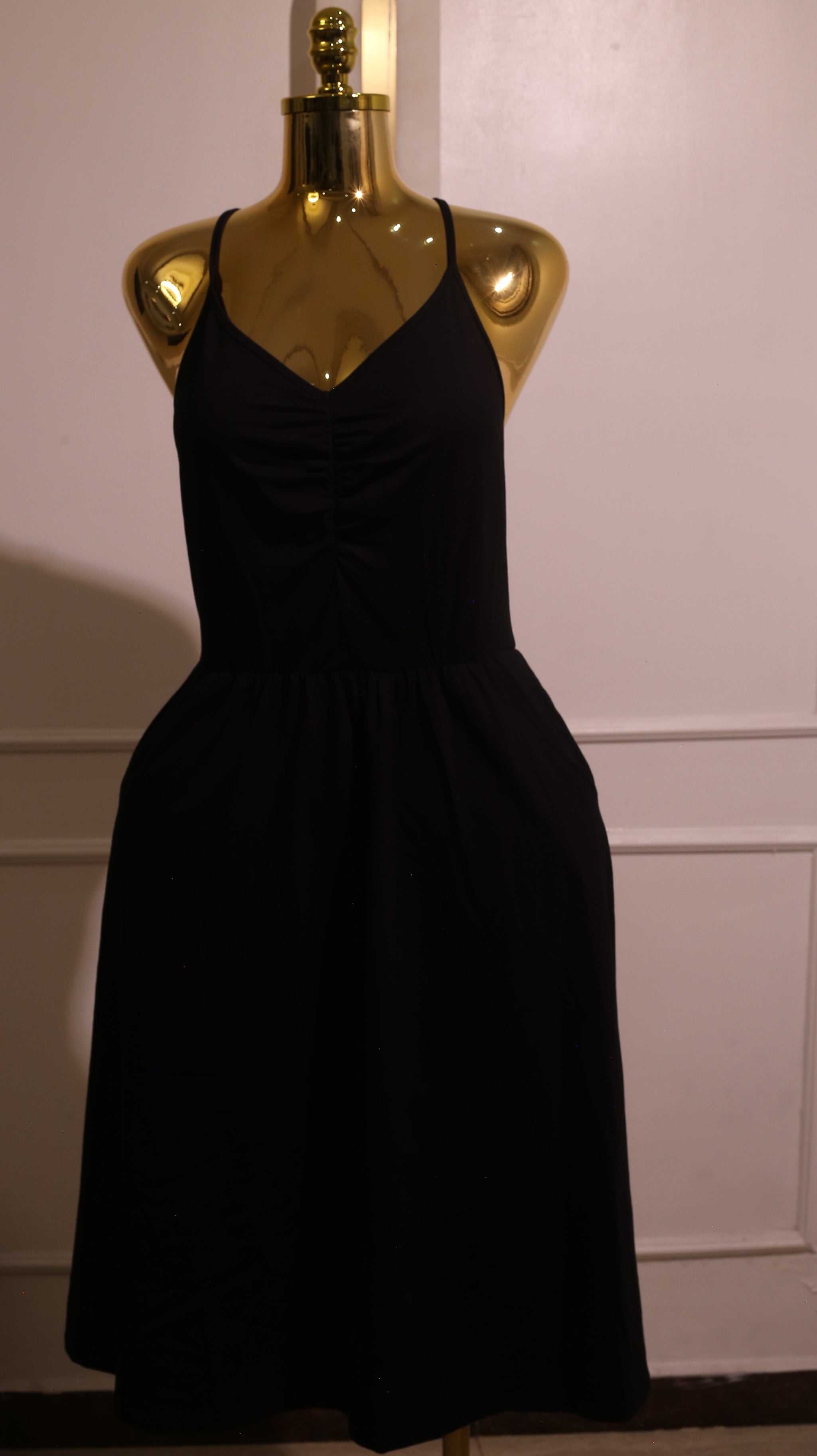 Black Spaghetti Strap Sundress with Pockets