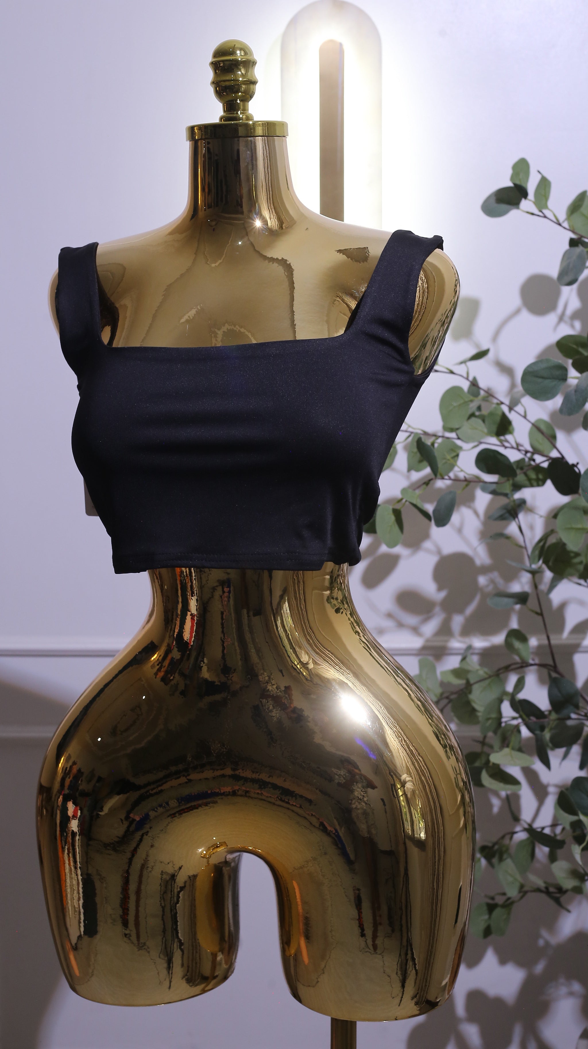 Black Square-Neck Crop Top