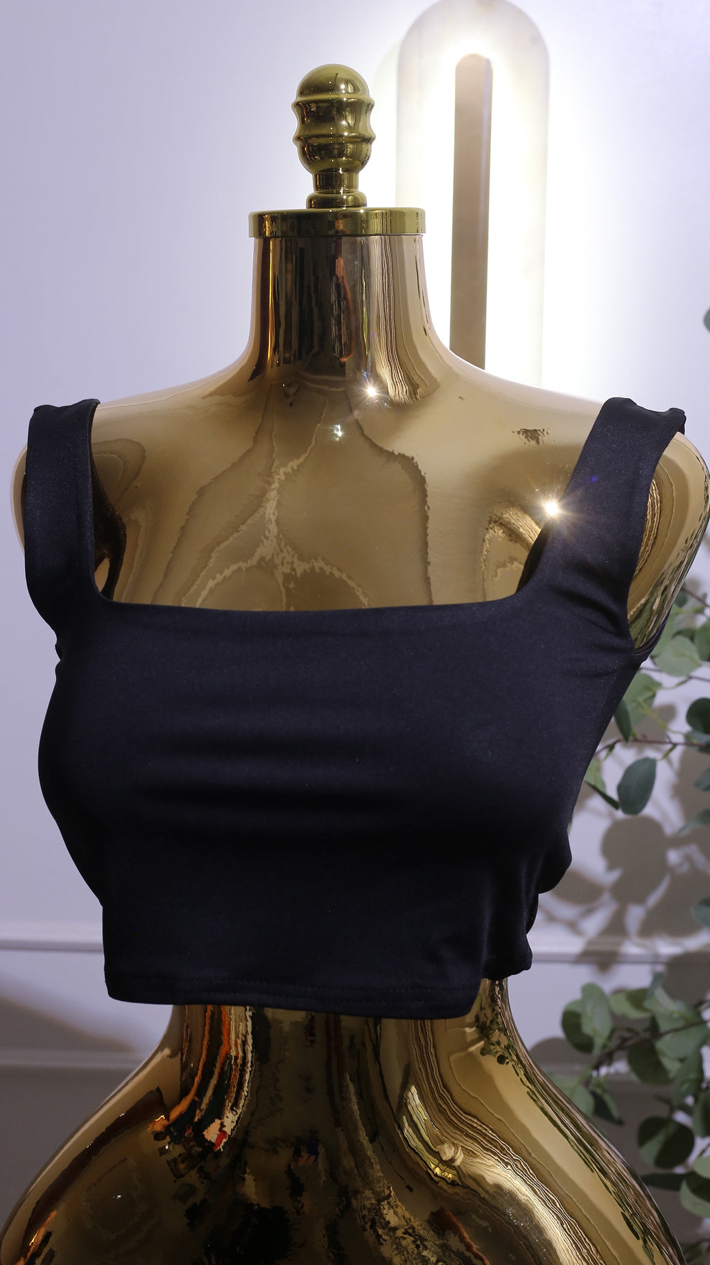 Black Square-Neck Crop Top