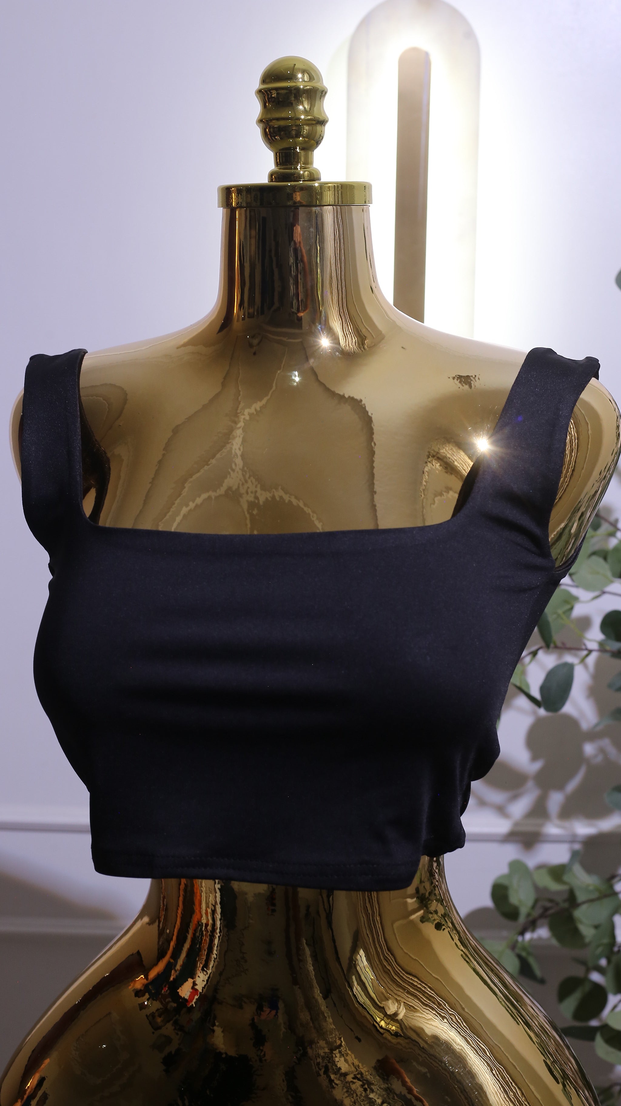 Black Square-Neck Crop Top