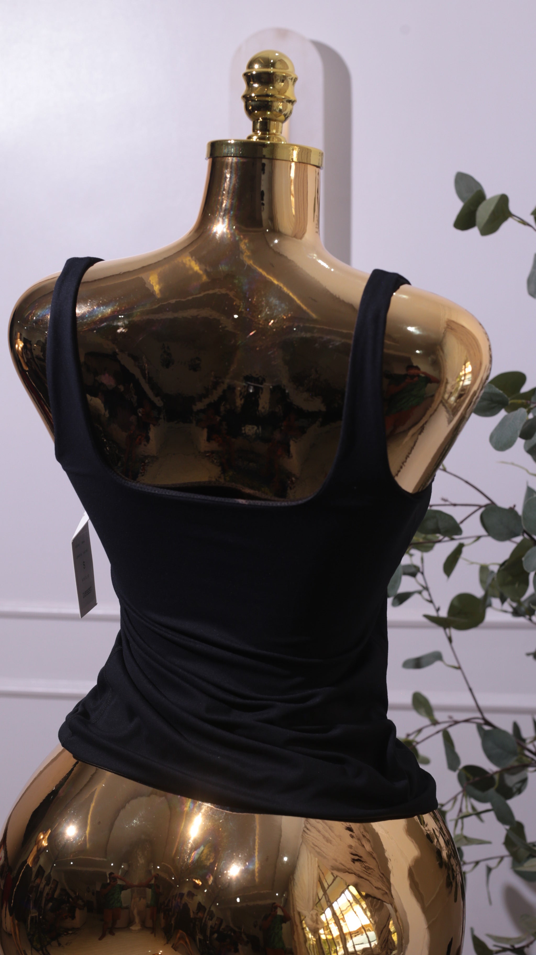 Black Square-Neck Tank Top