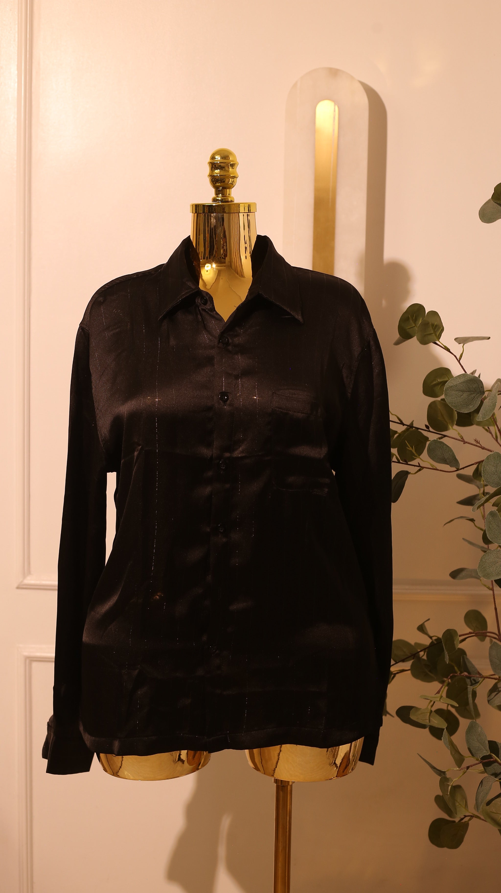 Black Striped Button-Down Shirt