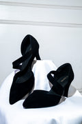 Black Suede Pointed-Toe Heels