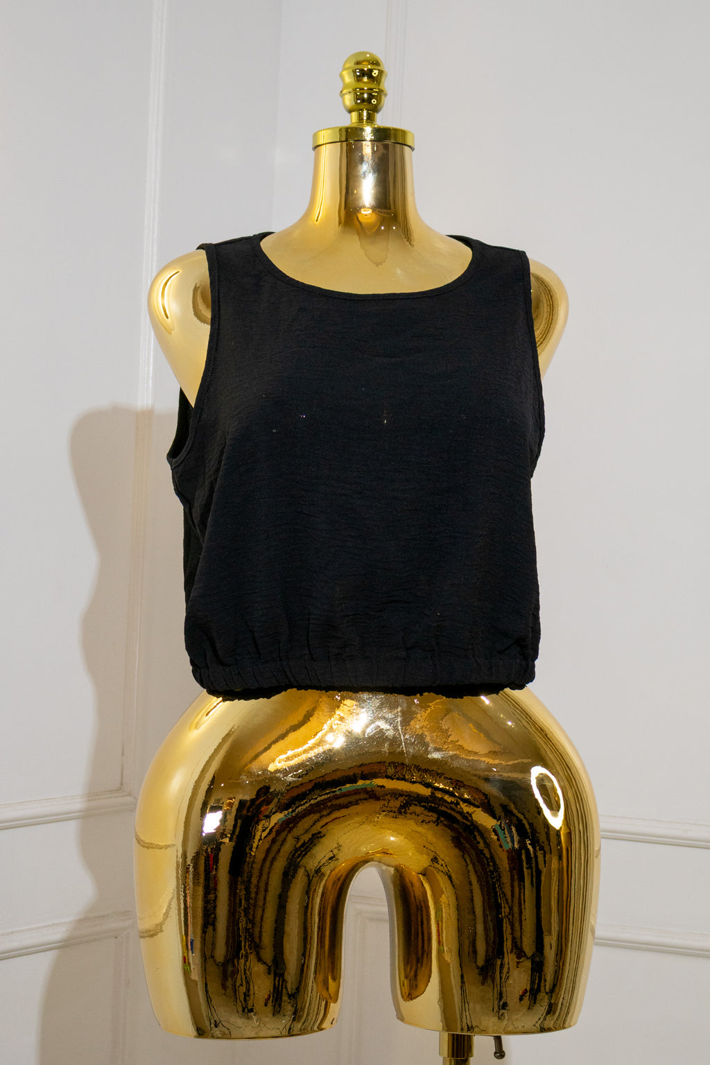Black Textured Crop Top