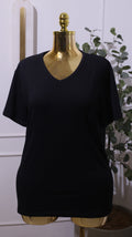 Black V-NECK Short-sleeve Top