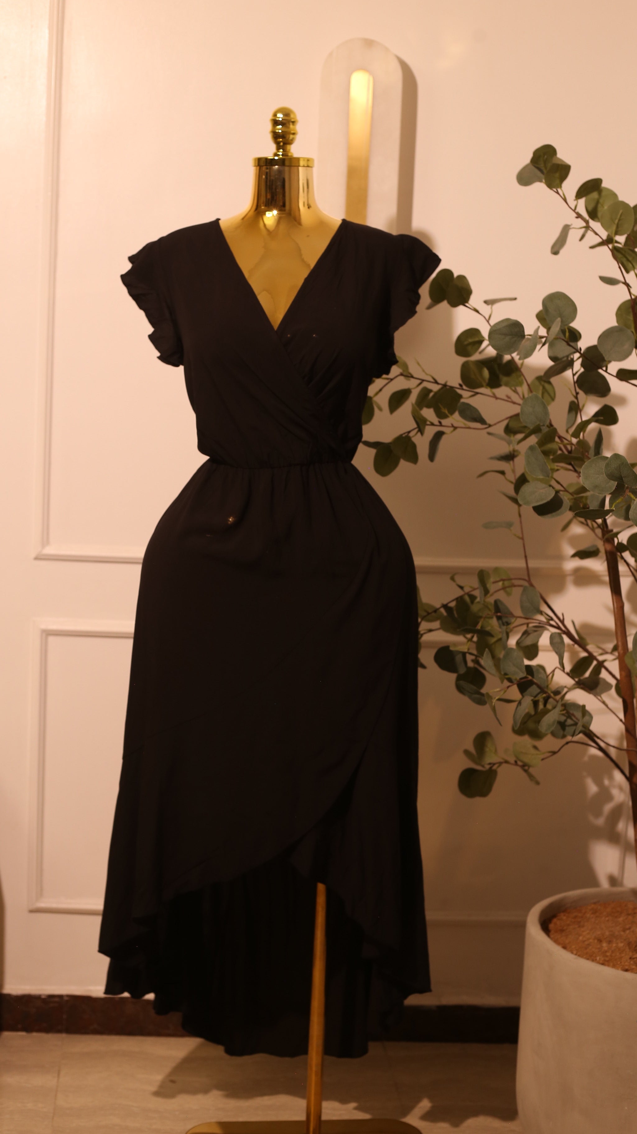 Black Wrap Hi-Low Maxi Dress – 2XL