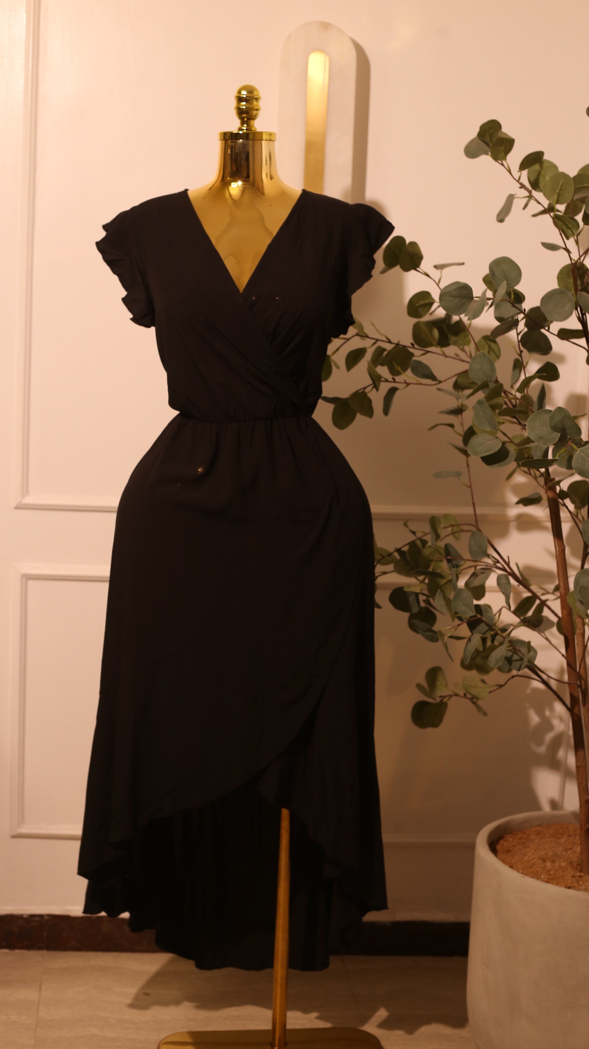 Black Wrap Hi-Low Maxi Dress – 2XL