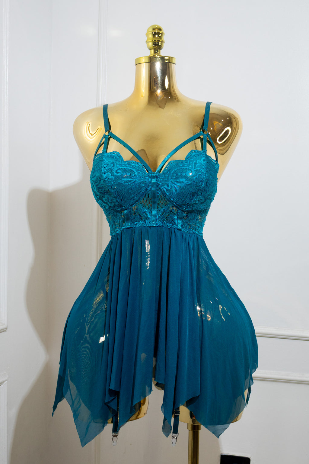 Blue Lace Babydoll Lingerie Set