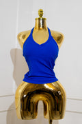 Blue Ribbed Racerback Tank Top
