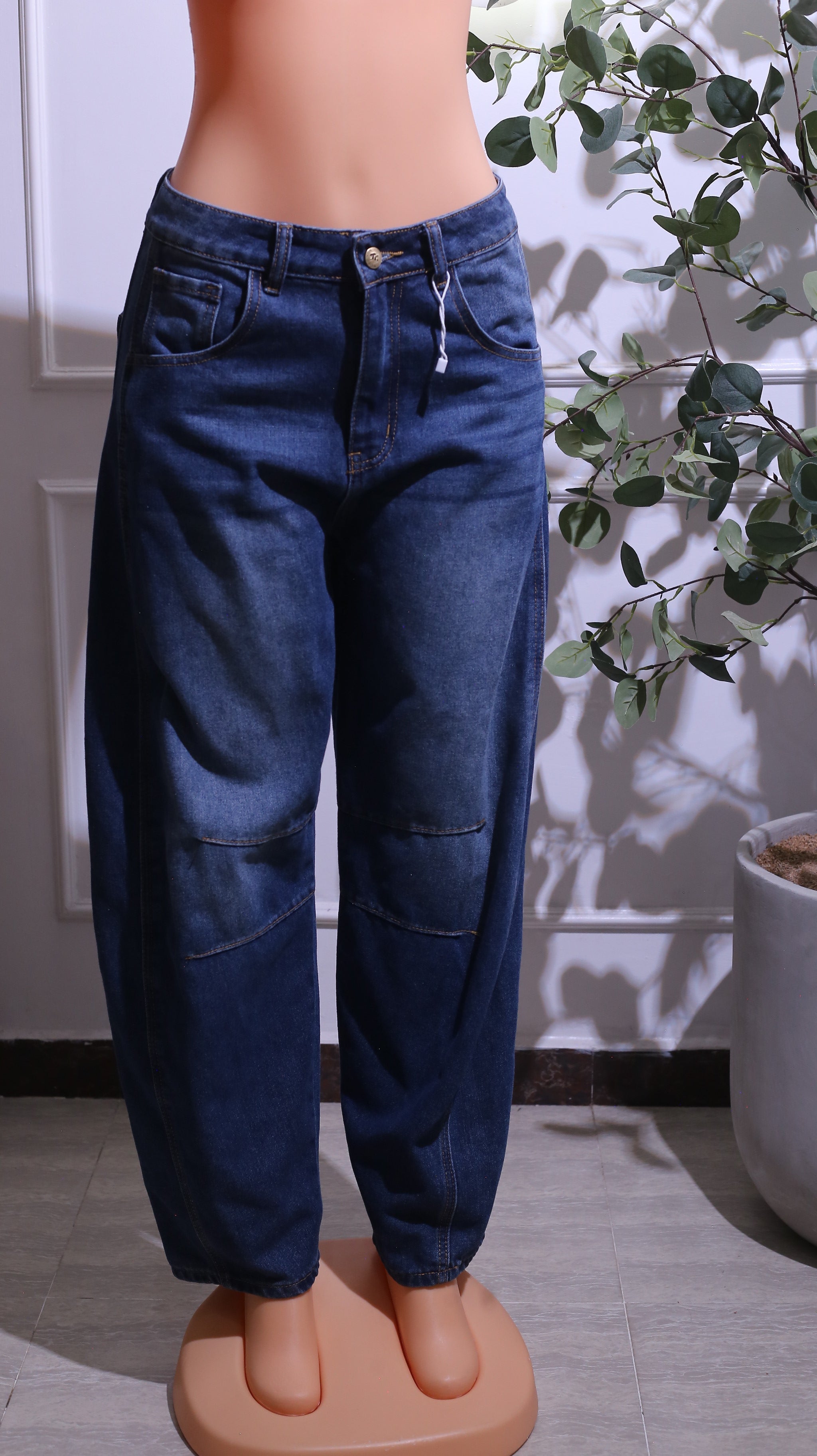 Blue Wide-Leg Denim Jeans pants