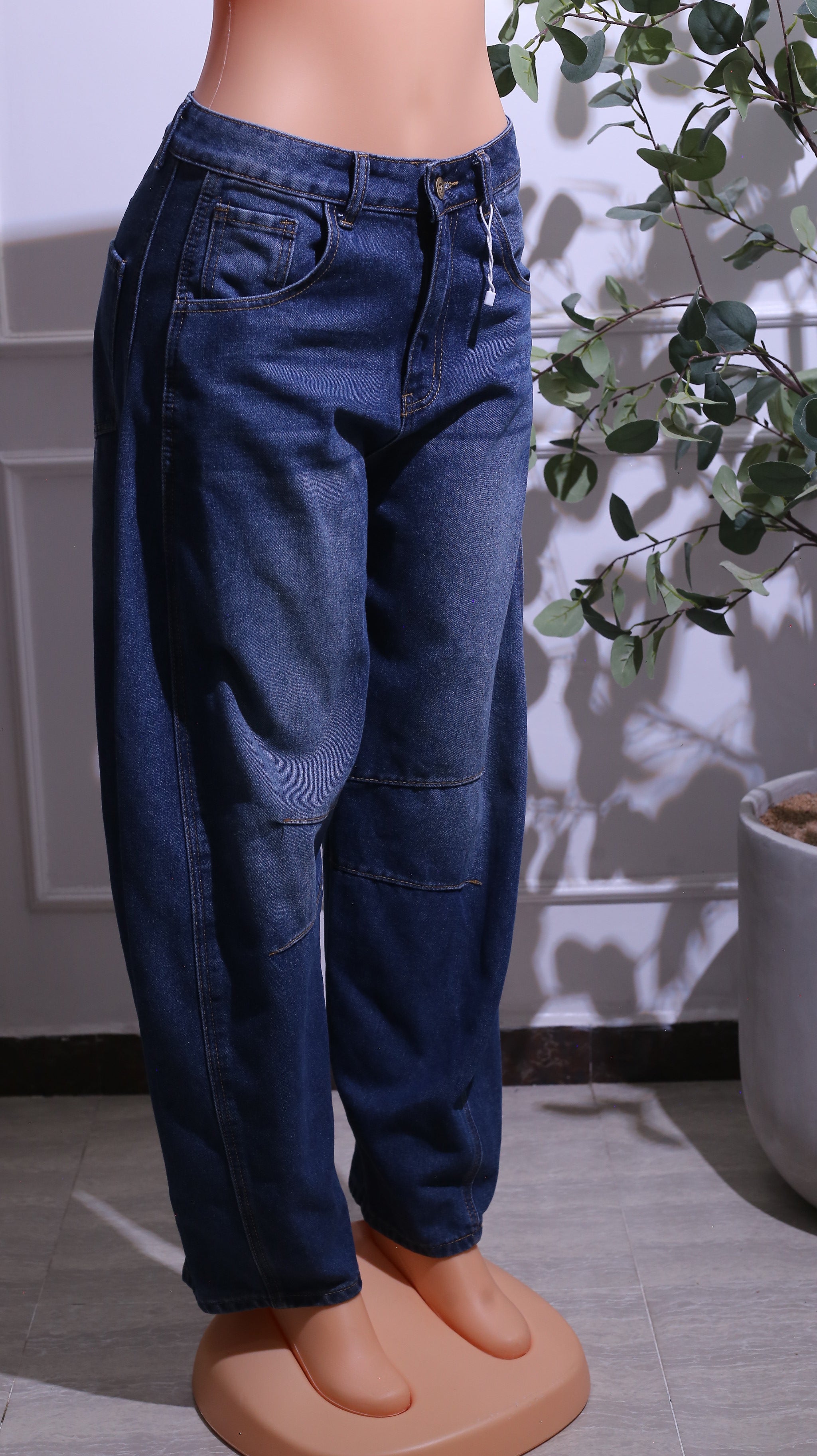 Blue Wide-Leg Denim Jeans