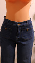 Blue Wide-Leg Jeans with Front Patch Pockets pants