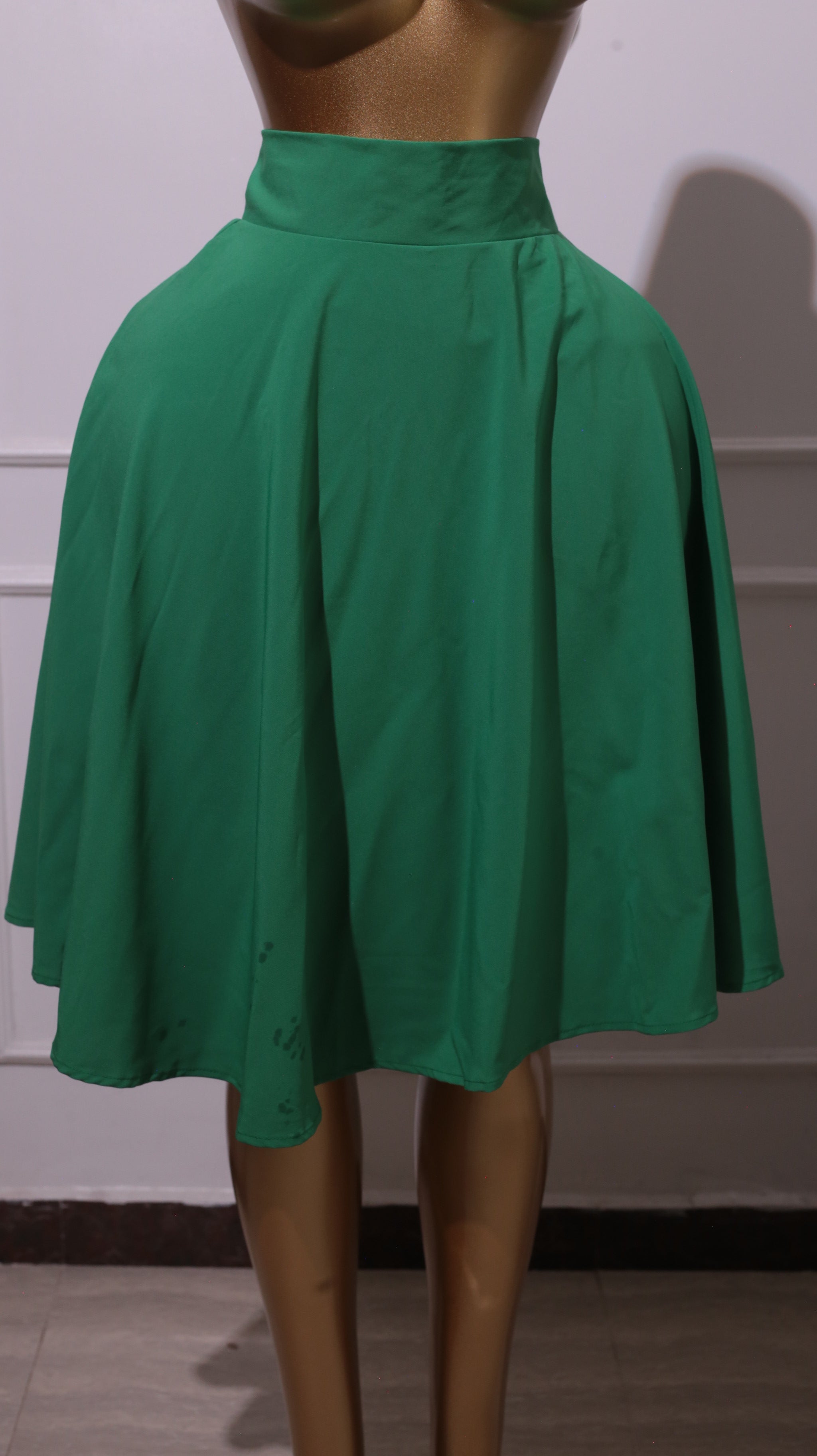 Bright Green Curled Midi Skirt