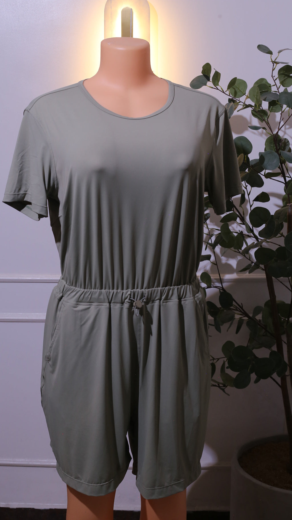 Bronze Green High-Neck Romper
