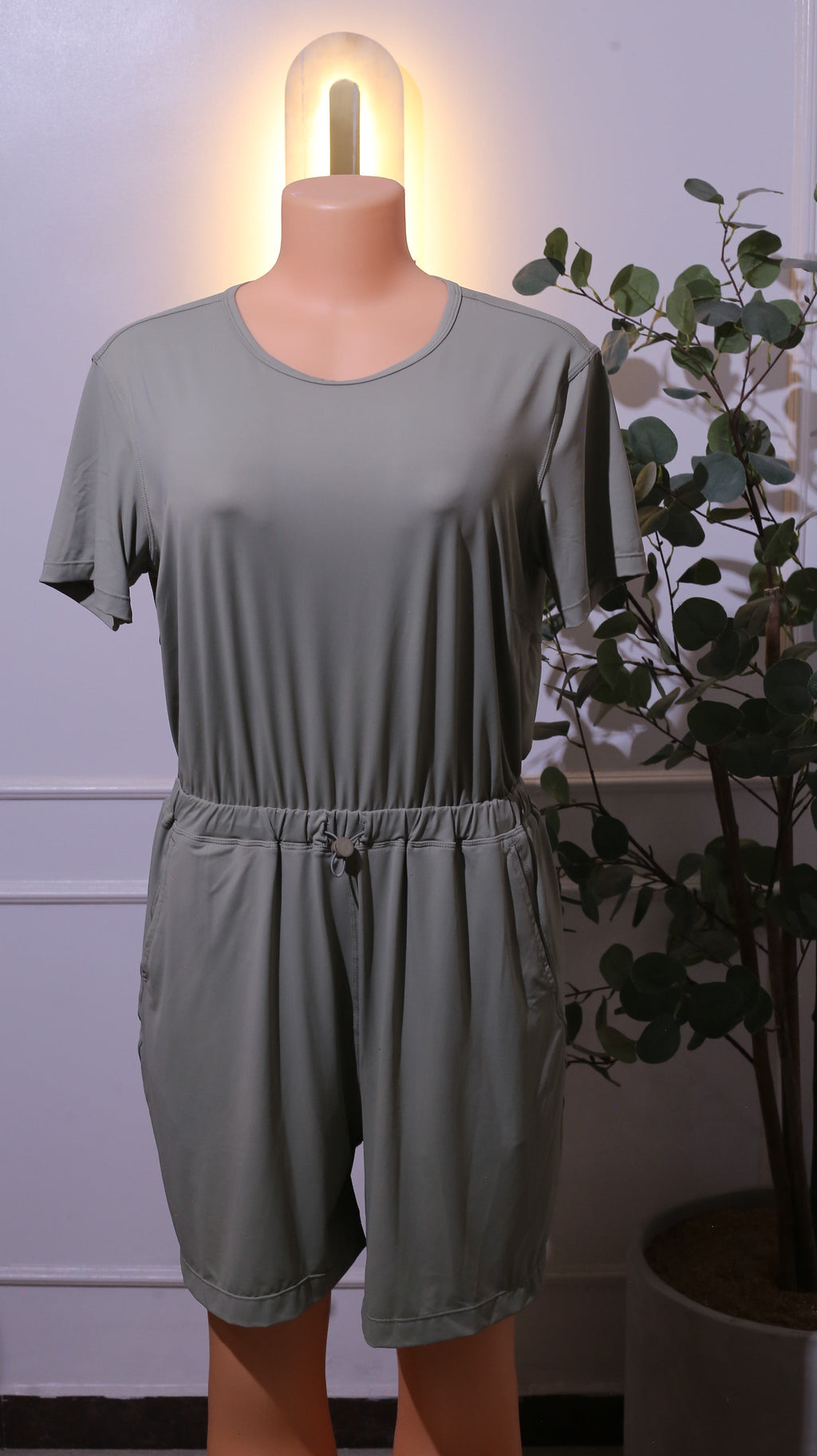 Bronze Green High-Neck Romper