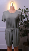 Bronze Green High-Neck Romper