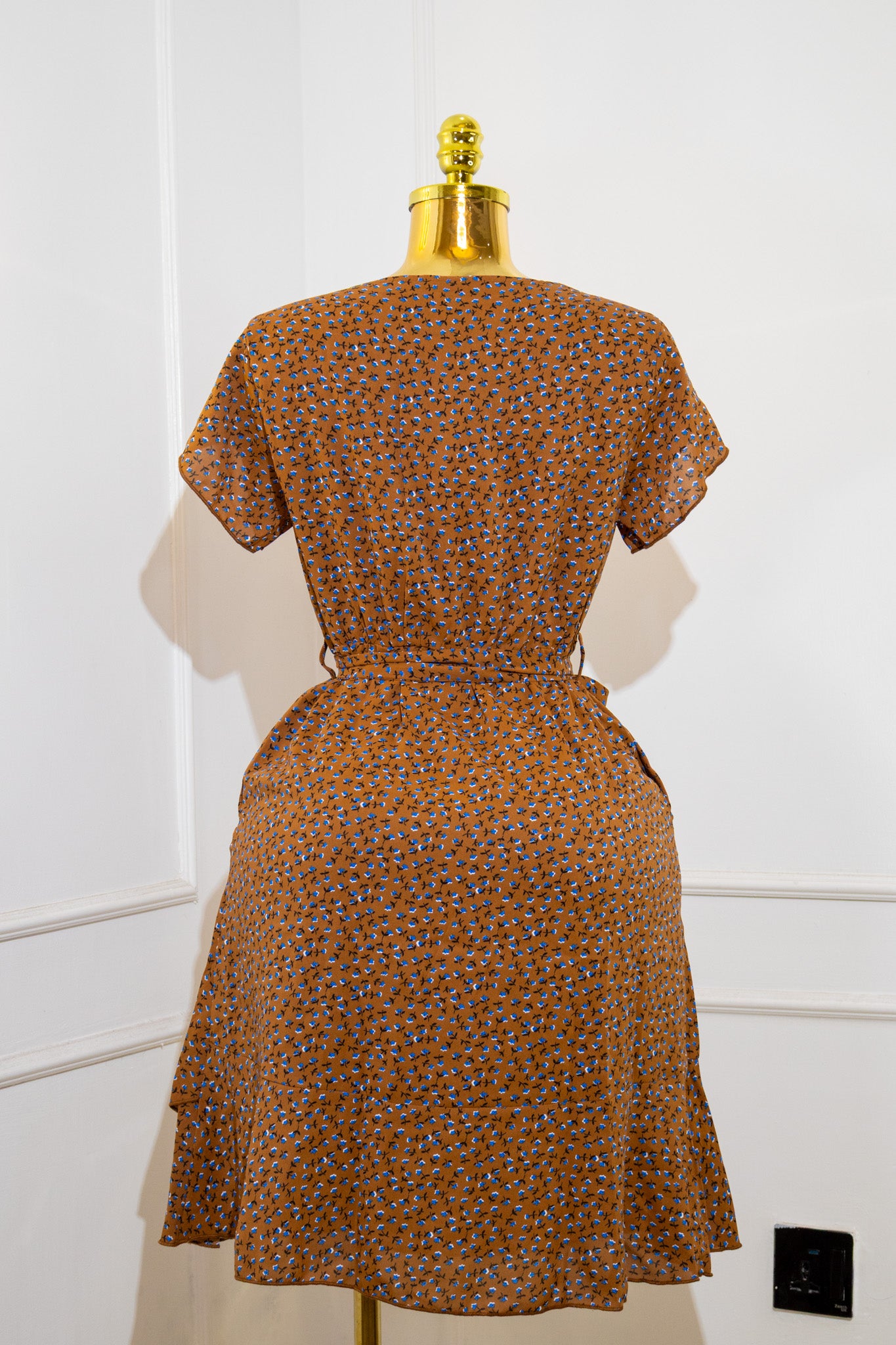 Brown Floral Boho Mini Dress