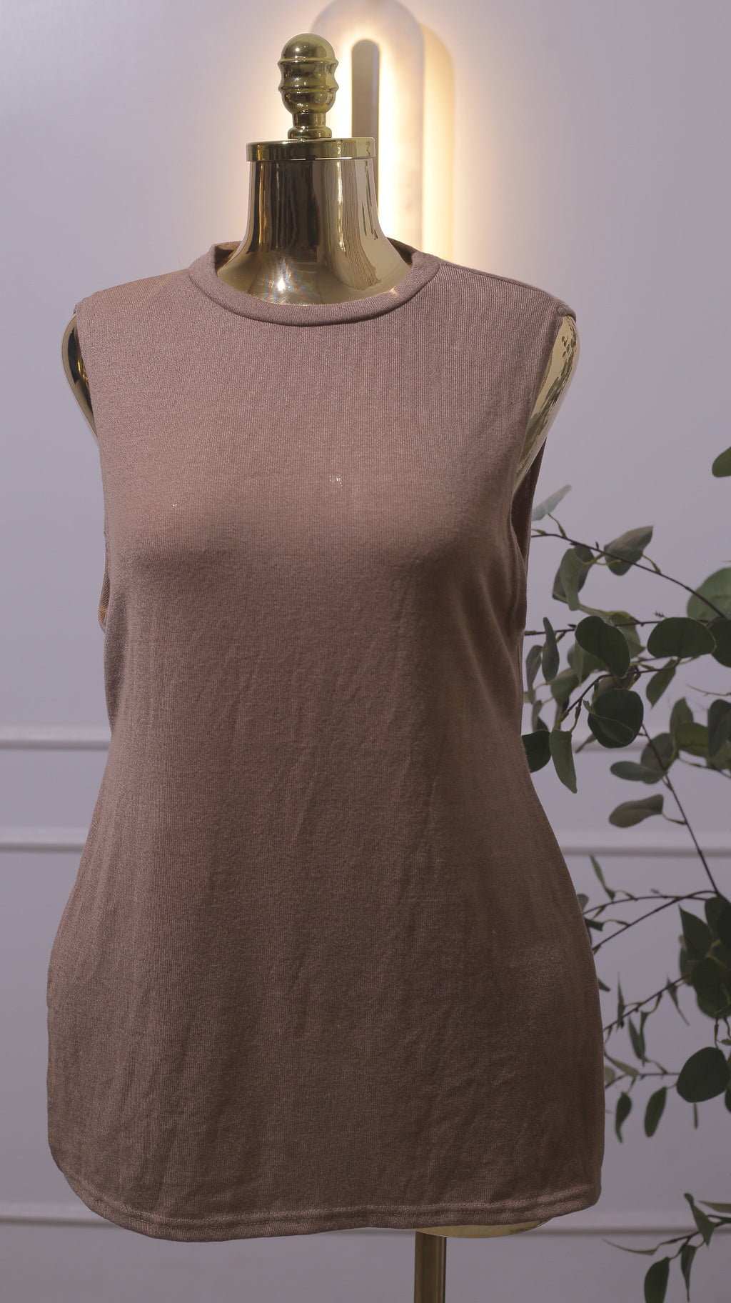 Brown Linen Tank Top