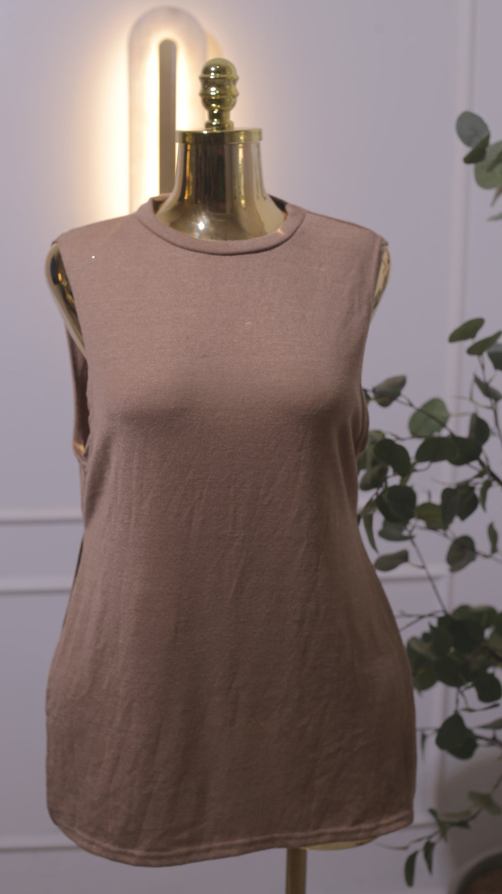 Brown Linen Tank Top