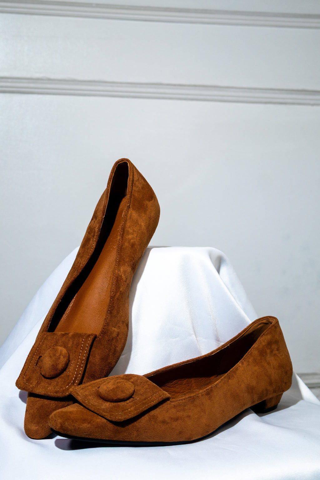 Brown Pointed-Toe Suede Flats