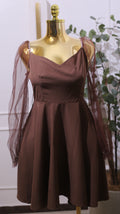 Brown Sheer Sleeve Dress