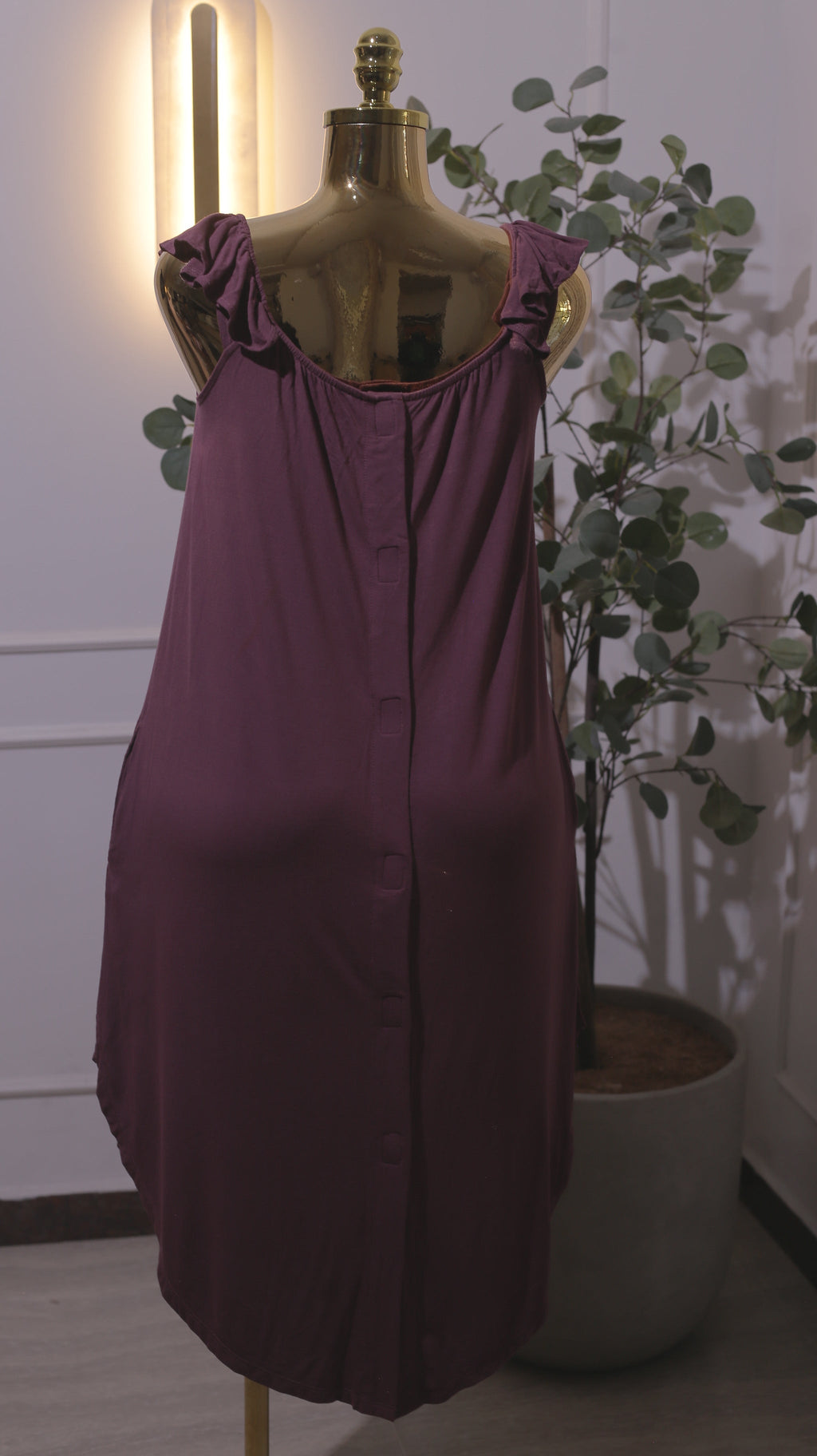 Burgundy Ruffle Strap Gown
