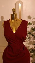 Burgundy Sleeveless Wrap Dress (Small)