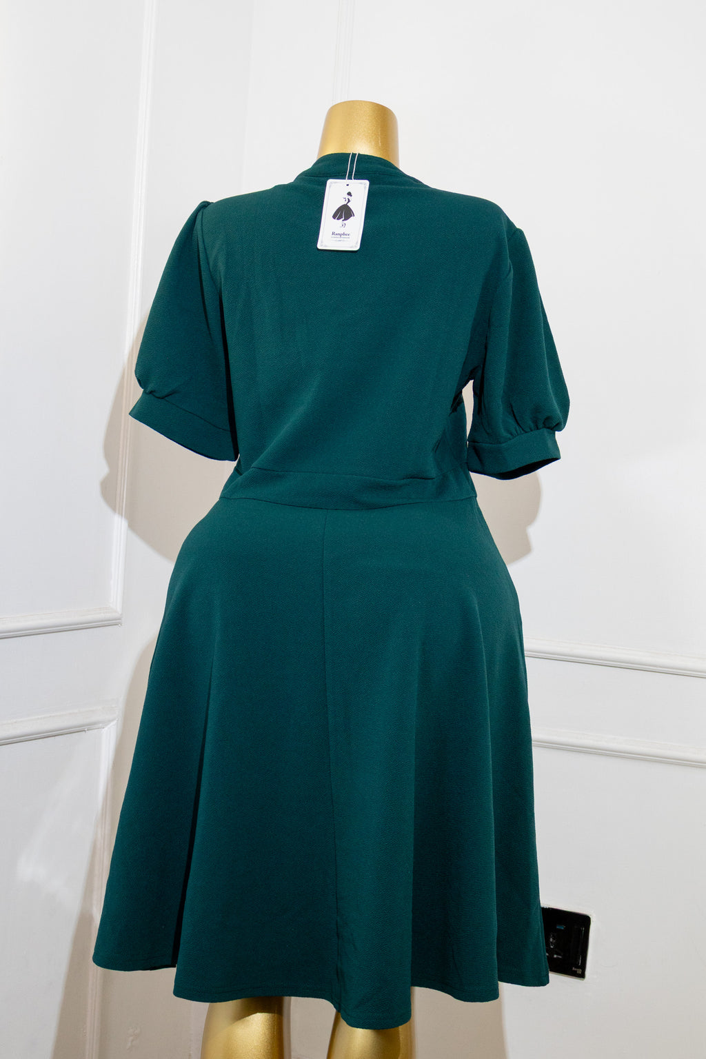 Deep Green V-Neck Dress